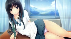 Anime Tables schoolgirls anime girls black hair black eyes 