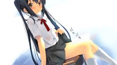 Anime Tables wet stockings shirts skirts long hair anime girls 