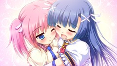 Anime tears blush blue hair pink hair long hair anime girls 