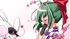 Anime tears bows anime girls green hair galge ecchi meganekko 