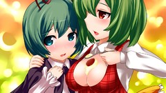 Anime tears eat anime girls short hair green hair touhou kazami 