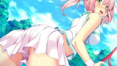 Anime tennis blush pink hair long hair short hair game cg ecchi 
