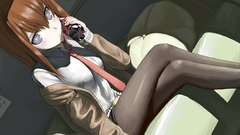 Anime tie dr pepper anime girls brunettes tights makise kurisu 