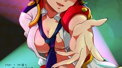 Anime tie hats anime girls green eyes brunettes idolmaster 