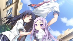 Anime tie long hair short hair seifuku purple software game cg 