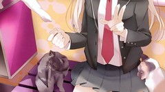 Anime tie Manga blondes school uniforms seifuku neko thigh 