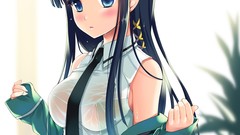 Anime tie Manga blush anime girls blue eyes school uniforms bra 