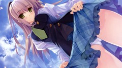 Anime tie Manga skirts blush pink hair anime girls school 