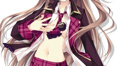 Anime tie skirts blush long hair anime girls school uniforms 