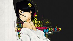 Anime Typography flower in hair anime girls bleach kuchiki rukia