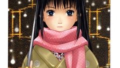 Anime Umbrellas anime girls blue eyes black hair standing 