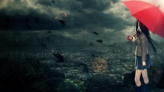 Anime Umbrellas walk anime girls artwork