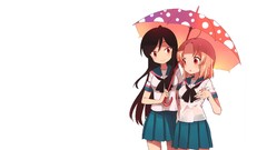 Anime Umbrellas white background blondes skirts long hair anime 