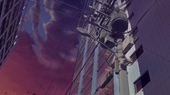 Anime urban street lights telephone pole