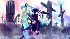 Anime vocaloid kuroi mato hatsune miku black rock shooter Katana