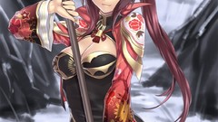 Anime Warriors long hair anime girls redheads cleavage