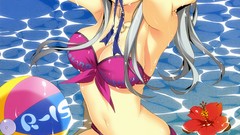 Anime wet Beaches long hair cleavage bikini swimsuits takuya