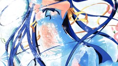 Anime wet clothes long hair panties summer dress