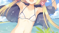 Anime wet clothes long hair skies bikini lolicon swimsuits 