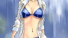 Anime wet fairy tail bikini open shirt