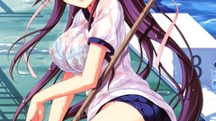 Anime wet long hair ecchi panties swimming pools gym uniforms