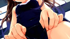 Anime wet red eyes anime girls misaki kurehito swimsuits