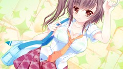 Anime wet skirts school uniforms short hair bra seifuku cleavage