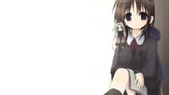 Anime white background anime girls blue eyes brunettes school 