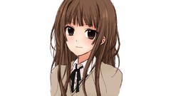 Anime white background anime girls brunettes kamizaki risa 