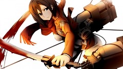 Anime white background anime girls mikasa ackerman shingeki no 