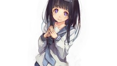 Anime white background anime girls school uniforms hyouka 