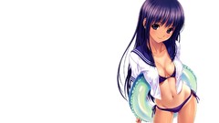 Anime white background anime girls school uniforms purple hair 