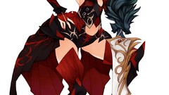 Anime white background armor Warriors Swords anime girls blue 