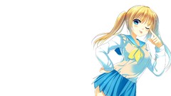 Anime white background blondes anime girls school uniforms