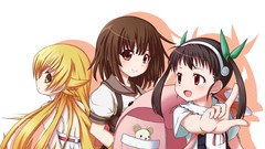 Anime white background blondes long hair anime girls brown eyes 