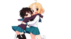 Anime white background blondes skirts anime girls brunettes 