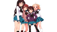 Anime white background blondes skirts long hair anime girls 