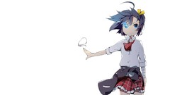 Anime white background blue hair anime girls blue eyes school 