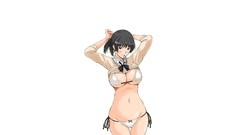 Anime white background blush school uniforms bikini panties 