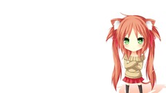 Anime white background Chibi anime girls green eyes nekomimi 