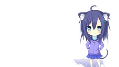 Anime white background Chibi blue hair anime girls blue eyes 