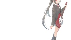 Anime white background guitars anime girls school uniforms k - 