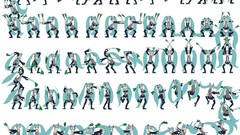 Anime white background hatsune miku vocaloid aqua hair aqua eyes