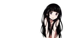 Anime white background long hair anime girls black hair purple 