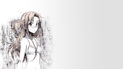 Anime white background long hair anime girls brunettes braids 