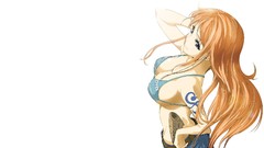 Anime white background long hair anime girls orange hair Simple 