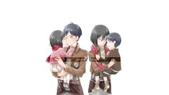 Anime white background mikasa ackerman shingeki no kyojin eren 