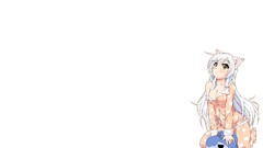 Anime white background pajamas blush anime girls cat ears 