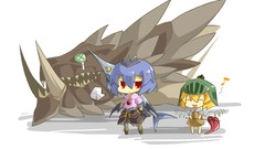 Anime white background parody armor Chibi red eyes tongue 