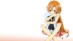 Anime white background pillows long hair anime girls brown eyes 